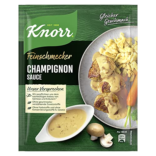 Knorr Feinschmecker Champignon Sauce cremige braune Sauce ohne geschmacksverstärkende Zusatzstoffe und Farbstoffe 250 ml 1er-Pack von Knorr
