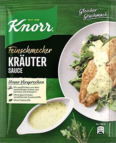 Knorr Feinschmecker Kräuter Sauce leckere helle Soße ohne geschmacksverstärkende Zusatzstoffe 250 ml 1 Stück von Knorr