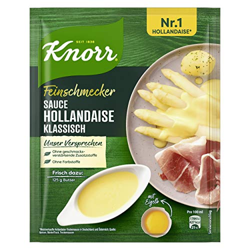 Knorr Feinschmecker Sauce Hollandaise klassisch eine leckere Soße ohne geschmacksverstärkende Zusatzstoffe 250 ml 1 Stück von Knorr