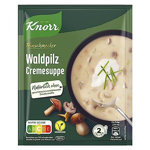 Knorr Feinschmecker Suppe Waldpilz Cremesuppe leckere Pilzsuppe ohne geschmacksverstärkende Zusatzstoffe und ohne Farbstoffe 16x 2 Teller von Knorr