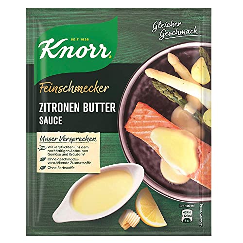 Knorr Feinschmecker Zitronen Butter Sauce leckere helle Soße ohne geschmacksverstärkende Zusatzstoffe 250 ml 1 Stück von Knorr