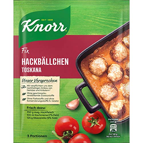Knorr Fix Hackbällchen Toskana für eine schnelle Zubereitung ohne Farbstoffe 39 g von Knorr