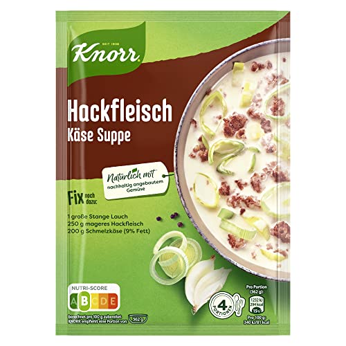 Knorr Fix Würzmischung Hackfleisch Käse Suppe für eine leckere Suppe mit Hack ohne geschmacksverstärkende Zusatzstoffe ,58g (1er Pack) von Knorr