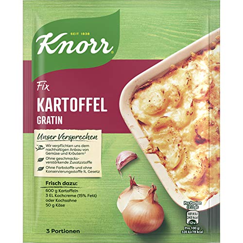 Knorr Fix Würzmischung Kartoffel Gratin für einen leckeren Auflauf mit natürlichen Zutaten 3 Portionen von Knorr