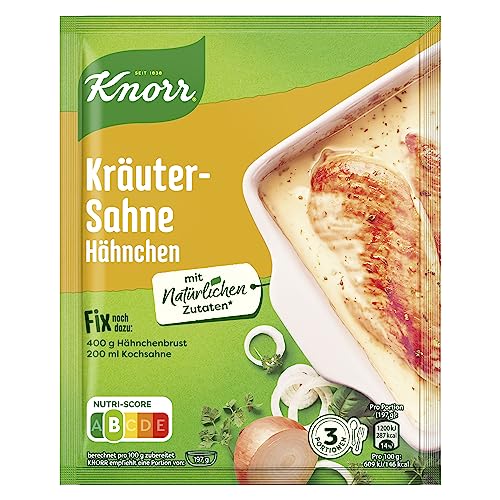 Knorr Fix Würzmischung Kräuter-Sahne Hähnchen leckeres Ofengericht ohne geschmacksverstärkende Zusatzstoffe 28 g 1 Stück von Knorr
