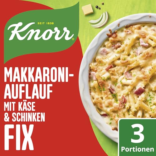 Knorr Fix Würzmischung Makkaroni Auflauf mit Käse und Schinken ohne geschmacksverstärkende Zusatzstoffe 3 Portionen von Knorr