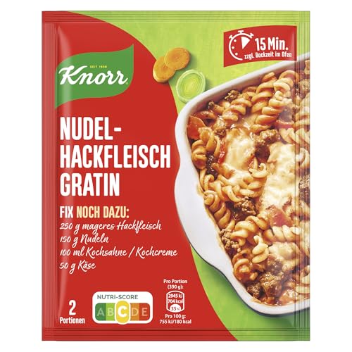 Knorr Fix Nudel-Hackfleisch Gratin für einen leckeren Nudelauflauf ohne geschmacksverstärkende Zusatzstoffe 2 Portionen von Knorr