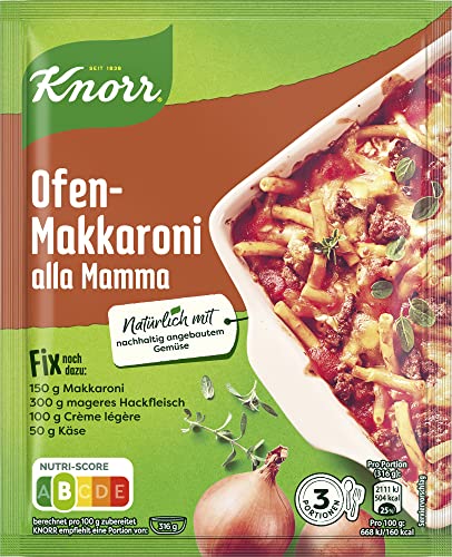 Knorr Fix Würzmischung Ofen-Makkaroni alla mamma für ein leckeres Nudelgericht ohne geschmacksverstärkende Zusatzstoffe 48 g von Knorr
