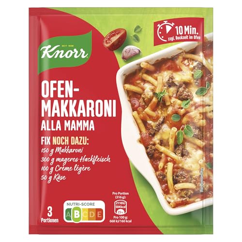 Knorr Fix Würzmischung Ofen-Makkaroni alla mamma für ein leckeres Nudelgericht ohne geschmacksverstärkende Zusatzstoffe 48 g von Knorr