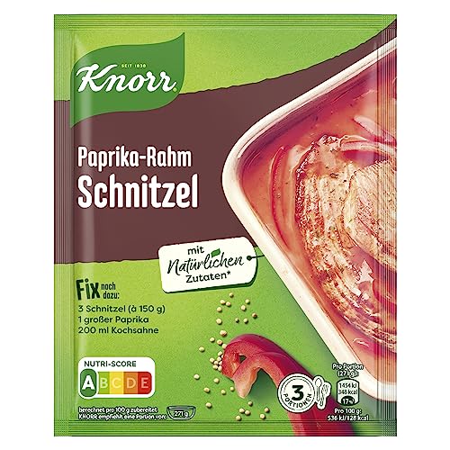 Knorr Fix Würzmischung Paprika-Rahm Schnitzel für ein leckeres Schnitzel Gericht ohne geschmacksverstärkende Zusatzstoffe 43 g 1 Stück von Knorr