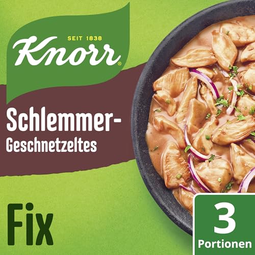 Knorr Fix Würzmischung Schlemmer-Geschnetzeltes für ein leckeres Fleischgericht ohne geschmacksverstärkende Zusatzstoffe 43 g 1 Stück von Knorr