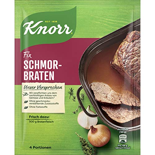 Knorr Fix Würzmischung Schmorbraten für ein leckeres Fleischgericht Gewürzmischung mit natürlichen Zutaten 4 Portionen von Knorr