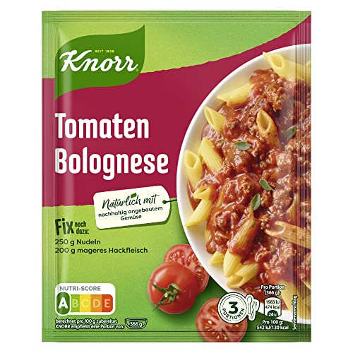 Knorr Fix Würzmischung Tomaten Bolognese für ein leckeres Nudelgericht ohne geschmacksverstärkende Zusatzstoffe, ideal für Pasta & Spaghetti, 46 g 1 Stück von Knorr