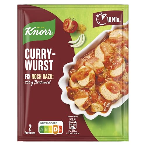 Knorr Fix Würzmischung Currywurst für eine würzige Bratwurst ohne geschmacksverstärkende Zusatzstoffe und Farbstoffe 36 g 1 Stück von Knorr