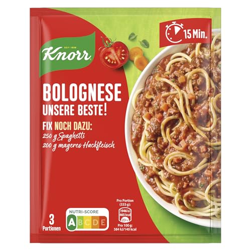 Knorr Fix Würzmischung Bolognese Unsere Beste! für ein leckeres Nudelgericht ohne geschmacksverstärkende Zusatzstoffe 38 g 1 Stück von Knorr