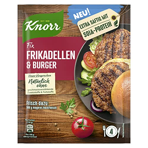 Knorr Fix Würzmischung Frikadellen & Burger für ein leckeres Gericht mit Hackfleisch ohne geschmacksverstärkende Zusatzstoffe und Farbstoffe 46 g 1 Stück von Knorr