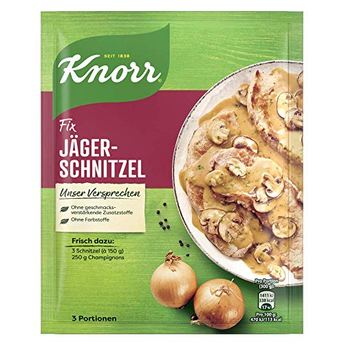 Knorr Fix Würzmischung Jäger-Schnitzel für ein leckeres Schnitzel Gericht ohne geschmacksverstärkende Zusatzstoffe 47 g 1 Stück von Knorr