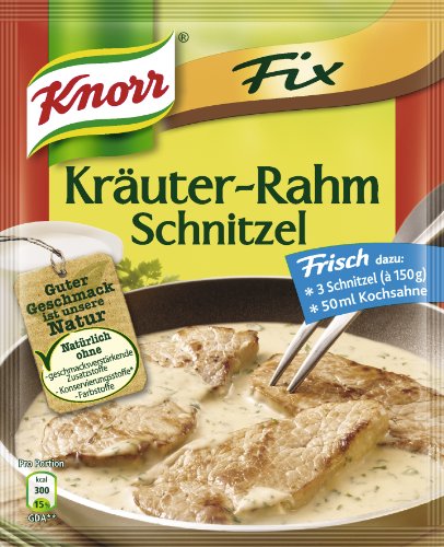 Knorr Fix Würzmischung Kräuter-Rahm Schnitzel für ein leckeres Schnitzel Gericht ohne geschmacksverstärkende Zusatzstoffe 47 g 21 Stück von Knorr