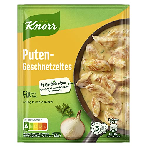 Knorr Fix Würzmischung Puten-Geschnetzeltes für ein leckeres geschnetzeltes Rezept ohne geschmacksverstärkende Zusatzstoffe 54 g 1 Stück von Knorr