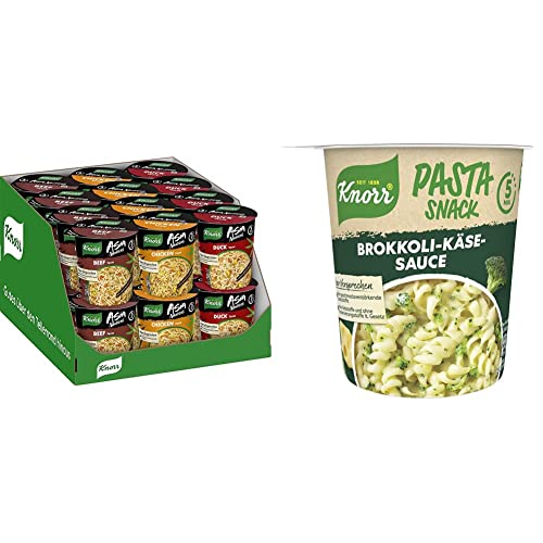Knorr Instant Nudeln Asia Noodles verschiedene Sorten schnelles Nudelgericht 24 Stück & Pasta Snack Brokkoli-Käse-Soße leckere Instant Nudeln fertig in nur 5 Minuten 62 g 8 Stück von Knorr