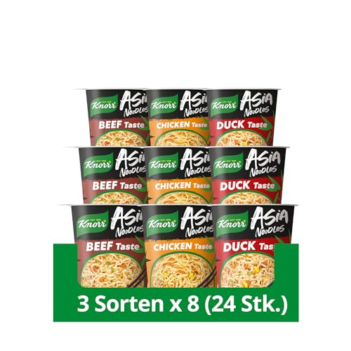 Knorr Instant Nudeln Asia Noodles verschiedene Sorten schnelles Nudelgericht fertig in nur 3 Minuten 1 Portion 24 Stück von Knorr