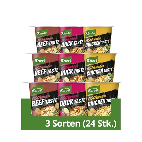 Knorr Instant Nudeln Asia Noodles verschiedene Sorten schnelles Nudelgericht fertig in nur 3 Minuten 1 Portion 24 Stück von Knorr