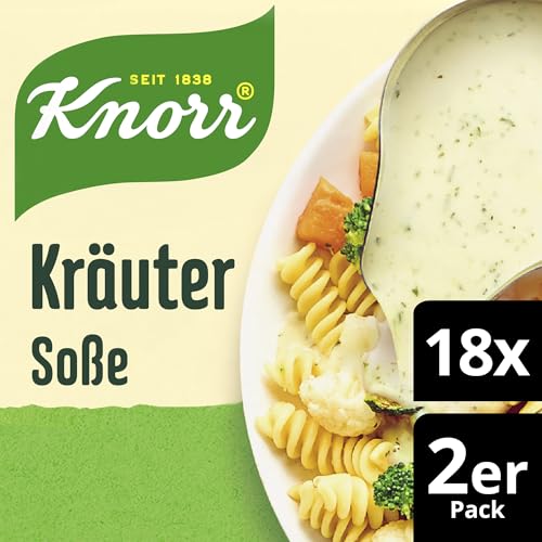 Knorr Kräuter Soße leckere helle Soße ohne geschmacksverstärkende Zusatzstoffe 2er Pack à 58 g (2 x 250 ml) 18 Stück von Knorr