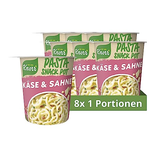 Knorr Pasta Snack Käse-Sahne-Sauce leckere Instant Nudeln ohne geschmacksverstärkende Zusatzstoffe 8 x 71 g von Knorr