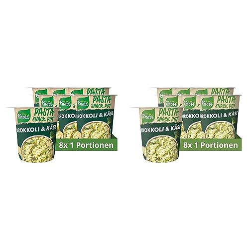 Knorr Pasta Snack Pot Brokkoli & Käse leckere Instant Nudeln fertig in nur 5 Minuten 8 x 62 g (Packung mit 2) von Knorr