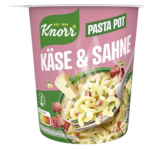 Knorr Pasta Snack Pot Käse & Sahne leckere Instant Nudeln fertig in nur 5 Minuten 63g, 1 Stück von Knorr