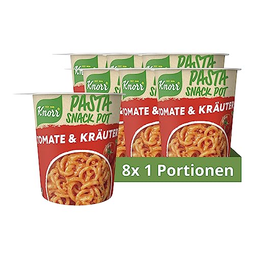 Knorr Pasta Snack Pot Tomate & Kräuter leckere Instant Nudeln fertig in nur 5 Minuten 8 x 69 g von Knorr