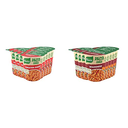 Knorr Pasta Snack Tomaten-Sauce, 8 x 69 g & Snack Bar Spaghetti Bolognese, 8er Pack (8 x 68 g) von Knorr