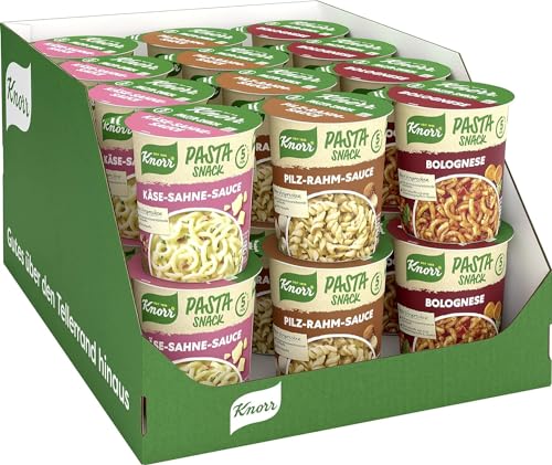 Knorr Pasta Snack verschiedene Sorten mit leckeren Instant Nudeln fertig in nur 5 Minuten, 1 Portion 24 Stück von Knorr