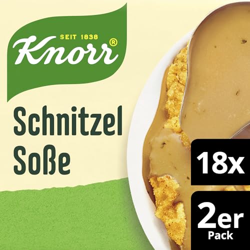 Knorr Schnitzel Soße leckere helle Soße ohne geschmacksverstärkende Zusatzstoffe 2er Pack à 50 g (2 x 250 ml) 18 Stück von Knorr