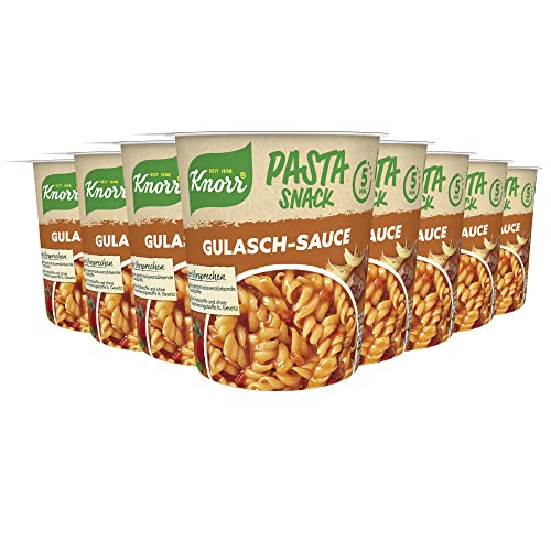 Knorr Pasta Snack Pot Gulasch-Sauce leckere Instant Nudeln fertig in 5 Minuten 8 x 60 g von Knorr