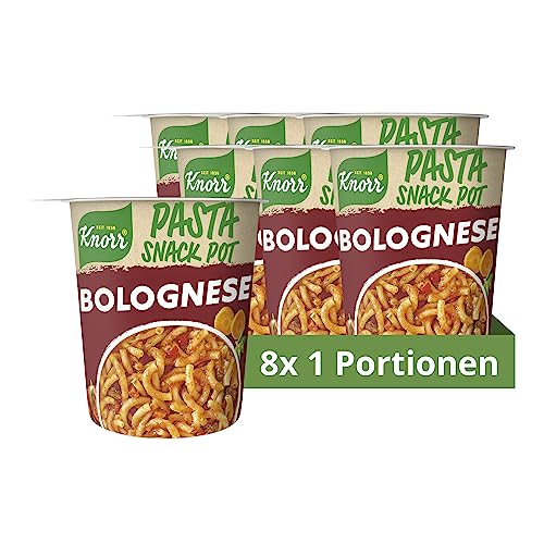 Knorr Pasta Snack Pot Bolognese leckere Instant Nudeln fertig in nur 5 Minuten 8x 68 g von Knorr