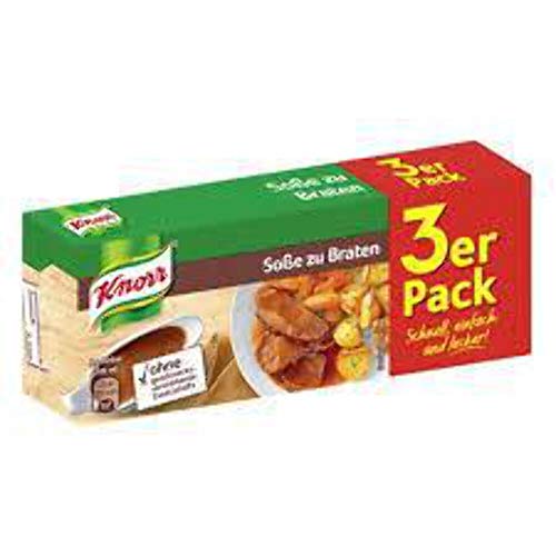 Knorr Soße zu Braten im 3er Pack – die leckere dunkle Soße ist besonders kräftig im Geschmack und verfeinert somit eine Vielzahl von Gerichten von Knorr