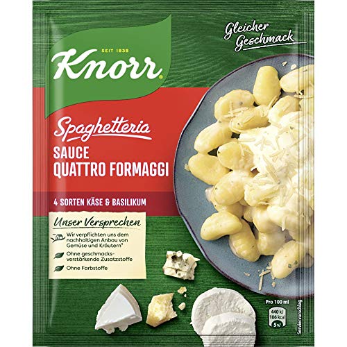 Knorr Spaghetteria Sauce Quattro Formaggi 4 Sorten Käse und Basilikum, 1er Pack (1 x 250 ml) von Knorr
