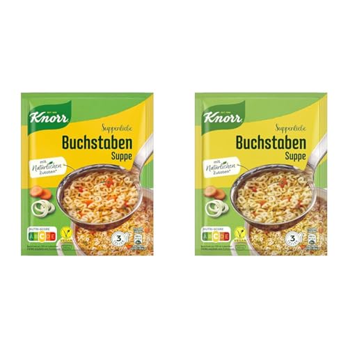 Knorr Suppenliebe Buchstaben Suppe leckere Nudelsuppe mit natürlichen Zutaten 3 Teller (Packung mit 2) von Knorr