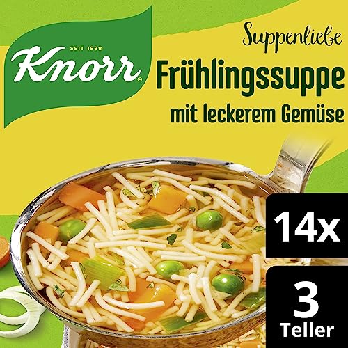 Knorr Suppenliebe Frühlingssuppe für Nudelsuppe mit leckerem Gemüse ohne geschmacksverstärkende Zusatzstoffe und Farbstoffe 14 x 3 Teller von Knorr