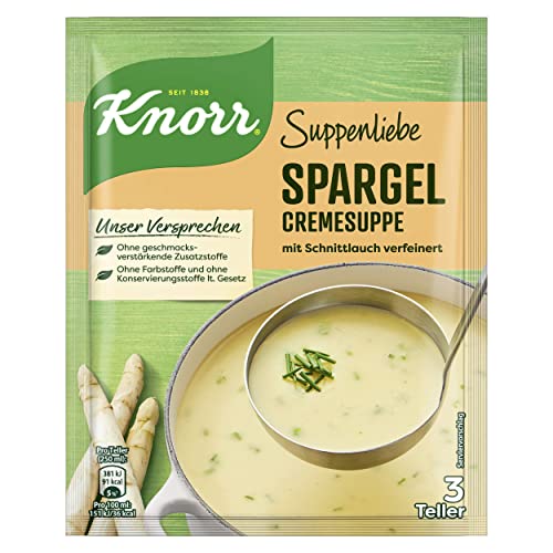 KNORR Suppenliebe Spargelcreme Suppe leckere Gemüsesuppe ohne geschmacksverstärkende Zusatzstoffe und Farbstoffe 58 g 1 Stück von Knorr