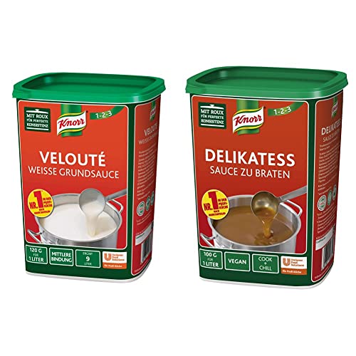 Knorr Velouté Weisse Grundsauce, 1er Pack (1 x 1 kg) & Delikatess Sauce zu Braten (pur als Bratensoße, Soßenbinder und zum Verfeinern), 1er Pack (1 x 1 kg) von Knorr