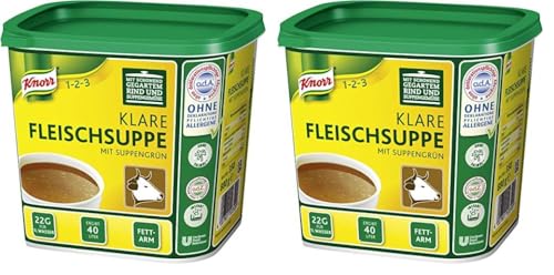 Knorr klare Rindsuppe mit Suppengrün (Rinderbrühe nach bewährter Rezeptur) 2er Pack (1 x 0,88 kg) von Knorr