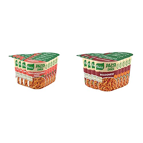 KnorrSnack Bar Nudeln in Tomate-Mozzarella-Sauce, 8er Pack (8 x 72 g) & Snack Bar Spaghetti Bolognese, 8er Pack (8 x 68 g) von Knorr