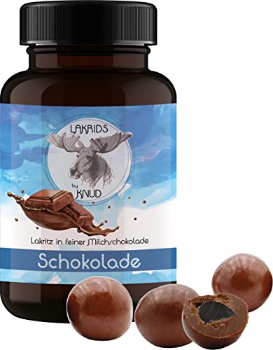 Lakrids Knud | Lakritzkugeln Schokolade - Lakritzstücke mit feiner Milchschokolade umhüllt (150g Dose) von Knud