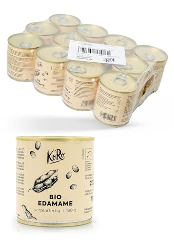 KoRo - Bio Edamame Grüne Sojabohnen in der Dose 12 x 130 g - vorgegart - erntefrisch verarbeitet - cleverer Snack von KoRo