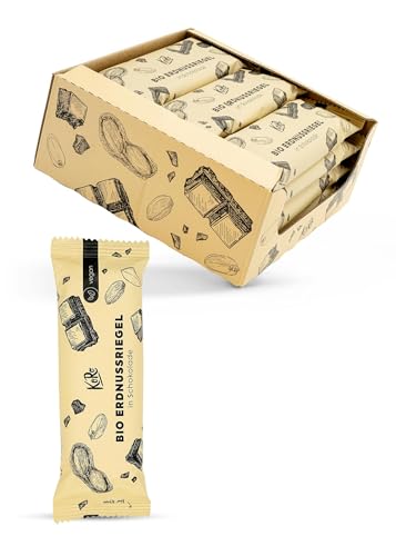 KoRo - Bio Erdnussriegel mit Schokolade 50 g - Bio und vegan - Zart schmelzende Schokolade - Mit Kokosblütenzucker gesüßt von KoRo