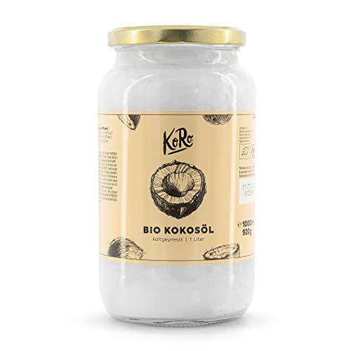 KoRo - Bio Kokosöl 1 L Nativ Kaltgepresst - Veganes Naturbelassenes Kokos Öl in Vorteilsglas von KoRo