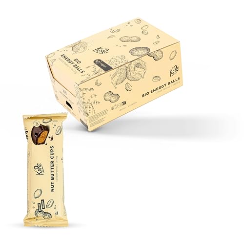 KoRo - Bio Nut Butter Cups Salted Peanut 12 x 3 x 13 g - Feinherbe Zartbitter-Schokolade - Cremiger Erdnussbutterkern - Vegan - Bio-Qualität von KoRo