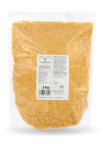 KoRo - Bio gelbe Linsen geteilt 2 kg - Kurze Garzeit - Bio-Qualität - Ohne künstliche Farb-, Geschmacks- und Konservierungsstoffe - Vegan - Hoher Protein- und Ballaststoffgehalt von KoRo